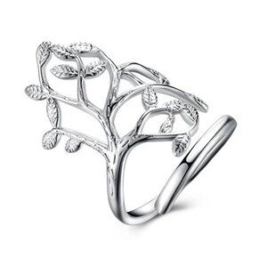 925 Sterling Silver Plated Tree of Life Ring - Adjustable Boho Jewelry